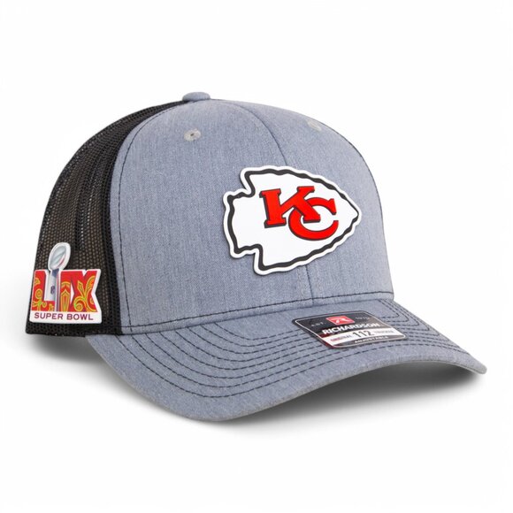 Kansas City Chiefs Super Bowl LIX 3D Snapback Trucker Hat- Heather Grey/ Black - Picture 1 of 3
